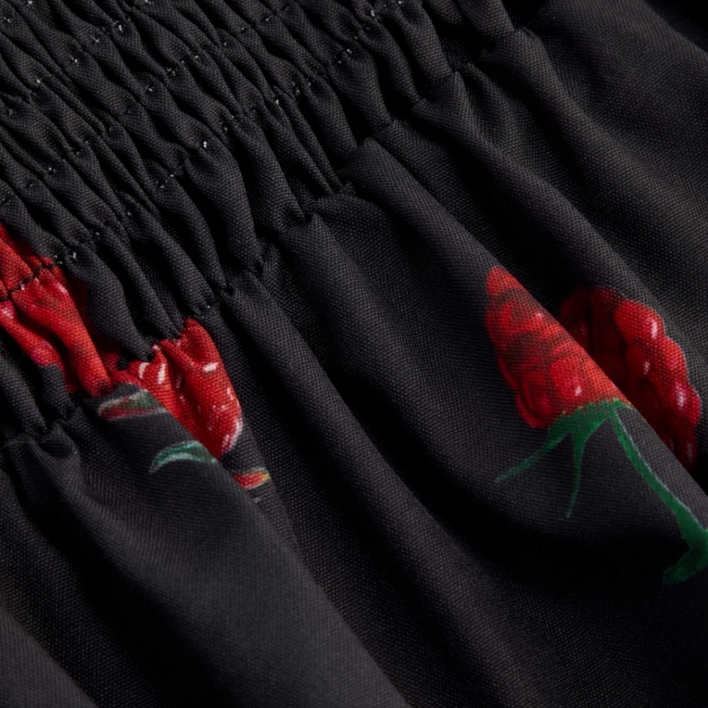Cider Black Mini Dress with Red Strawberry Print - Picture 3 of 4